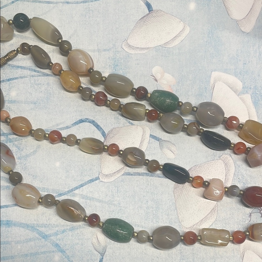 Boho Chic Polished Gemstone Bead Necklace